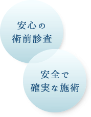安心の術前診査、安全で確実な施術
